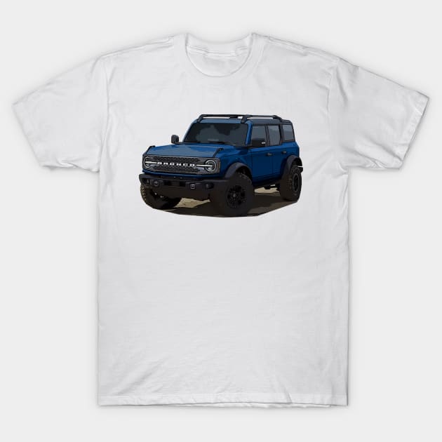 2021 Ford Bronco 4 Door Antimatter Blue T-Shirt by Woreth